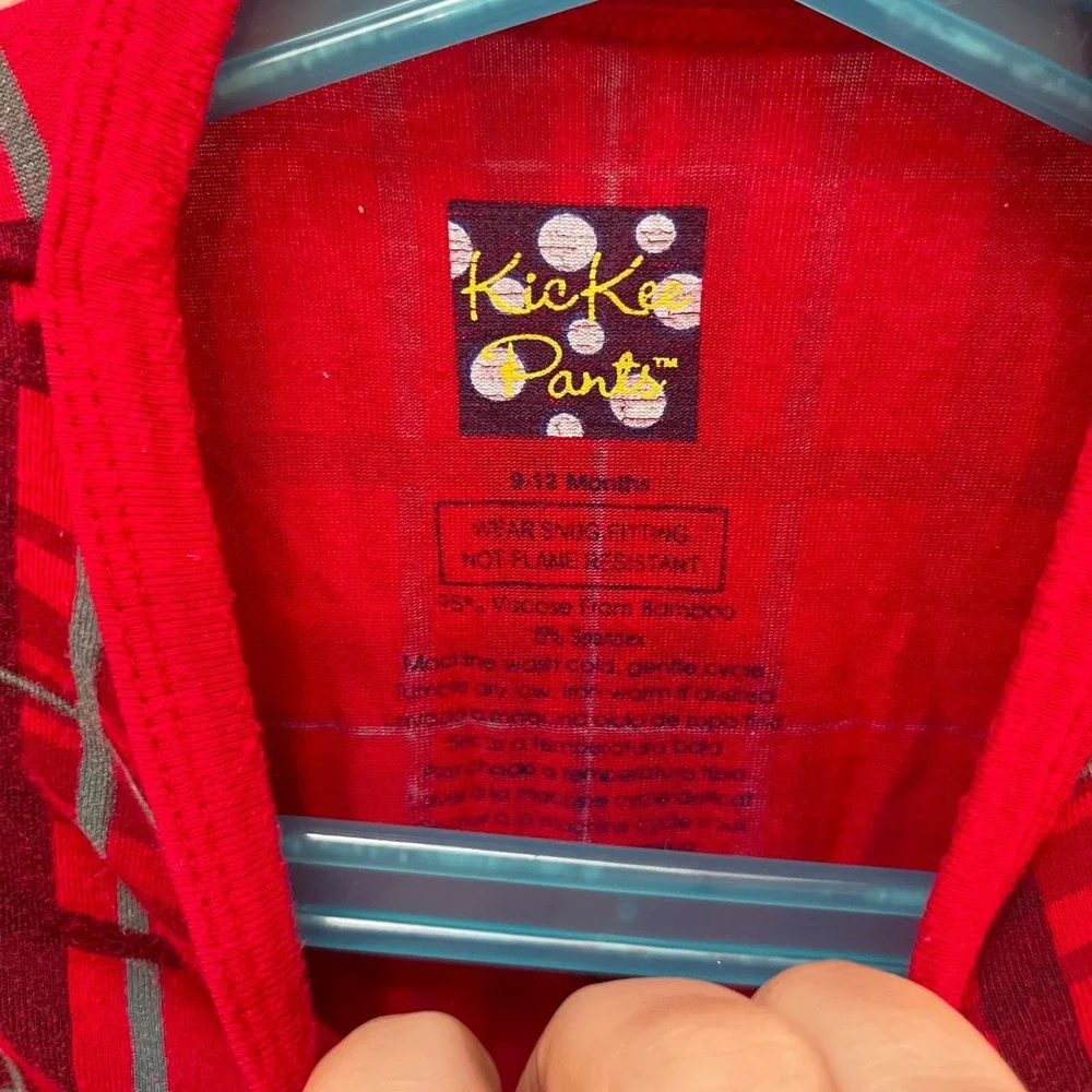 Kickee Pants Infant 9-12 Months Red Plaid Footed Bamboo Pajamas‎